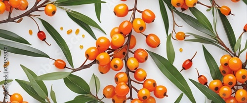 Sea buckthorn frame in bright colours  photo
