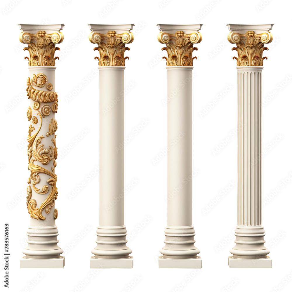 Set of ancient columns on transparent background Set of ancient columns on transparent background