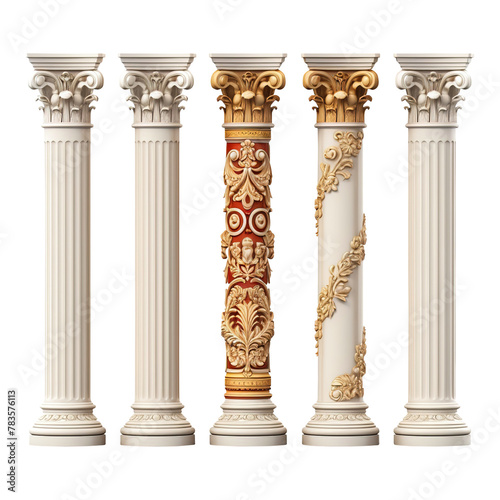 Antique column isolated on white background