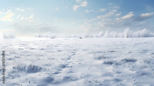A field of freshly fallen snow, pristine and untouched, with each flake adding to the soft texture underfoot