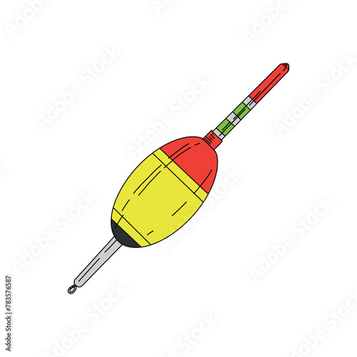 Fishing float bobber cork vector illustration tackle. Bait minnow line drawing. Silhouette outline. Fisher angler tool. Sharp triple catch sport equipment