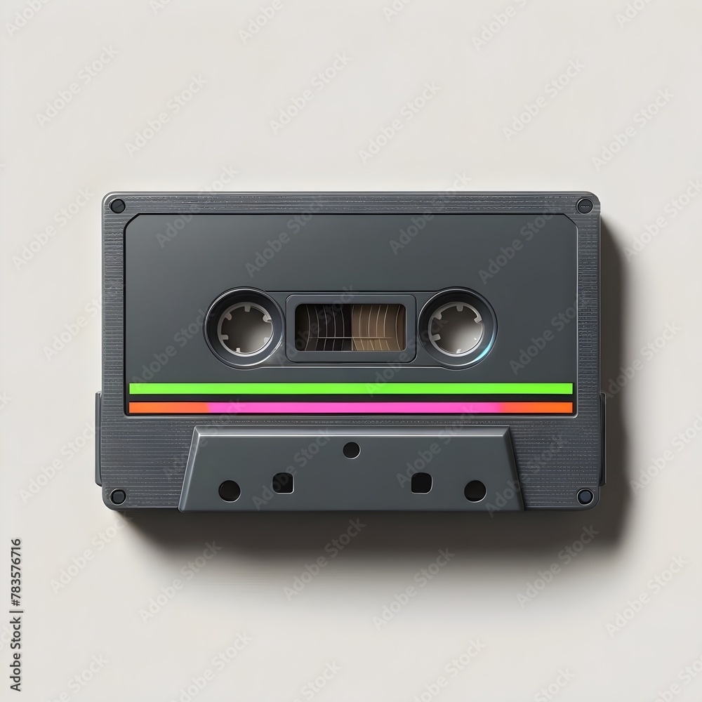 Fototapeta premium Classic Cassette Tape with Rainbow Stripe Detail isolated