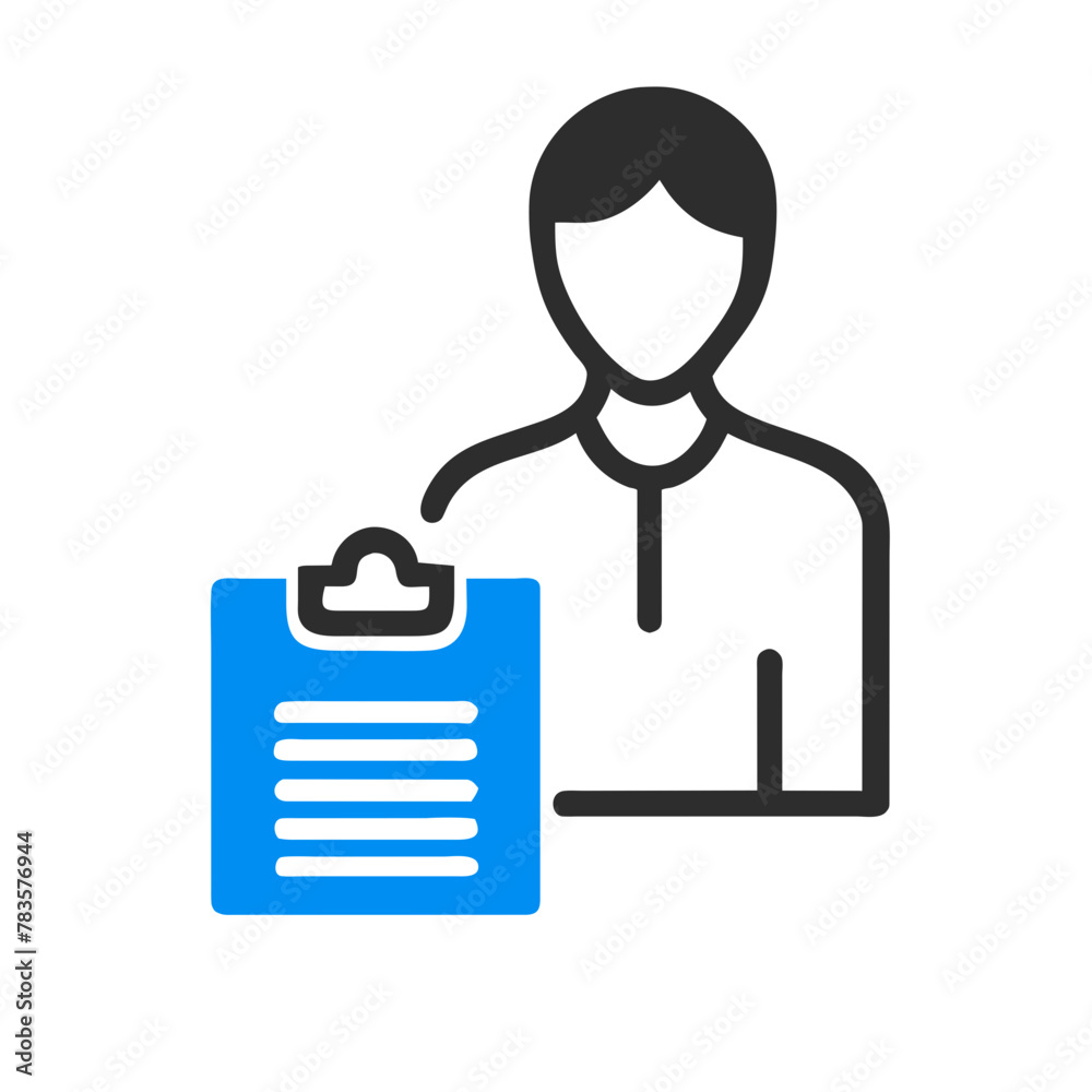 Person Icon with Clipboard and Pen