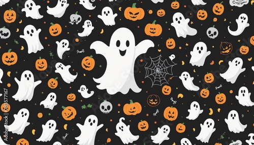 Cute Halloween ghost wallpaper in Bright Colours 
