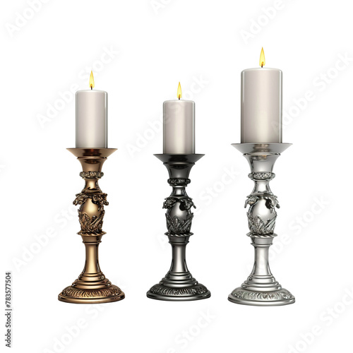 Candlestick with candle isolated on white background