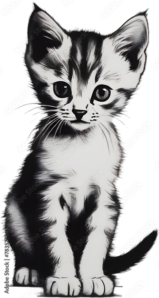 Fototapeta premium Close-up painting of a cute kitten.