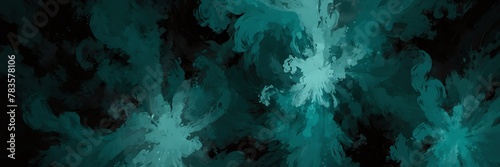 teal and black abstract background with cloudy swirls pattern from Generative AI