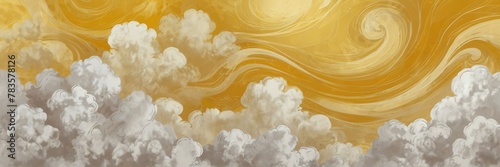 yellow and white abstract background with cloudy swirls pattern from Generative AI