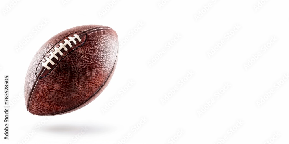 american football floating in the air on white background,, copy space for text, sport concept, 