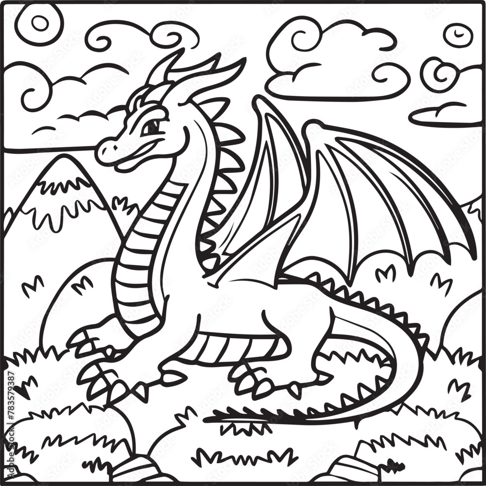 Hand drawn dragon outline illustration Hand drawn dragon outline illustration