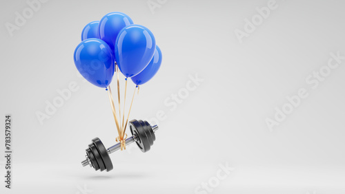 Gym dumbbells with blue balloons