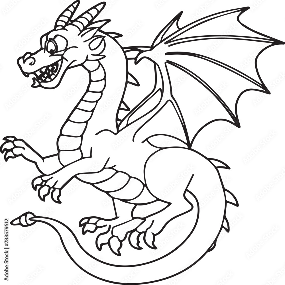 Hand drawn dragon outline illustration Hand drawn dragon outline illustration