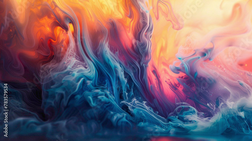 Vibrant colors blend in fluid motion, forming a dynamic gradient wave that captivates.