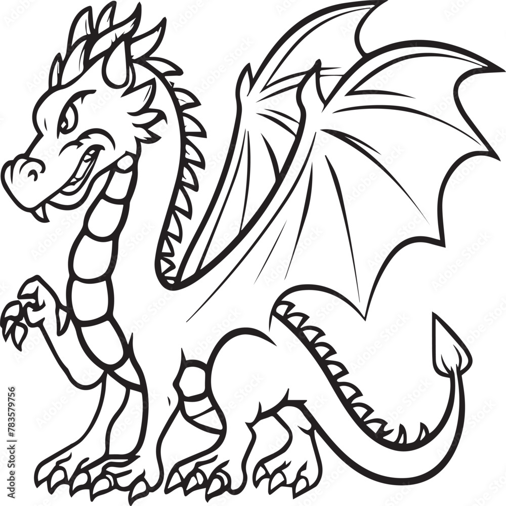 Hand drawn dragon outline illustration Hand drawn dragon outline illustration