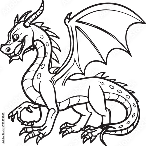 Hand drawn dragon outline illustration © maksud