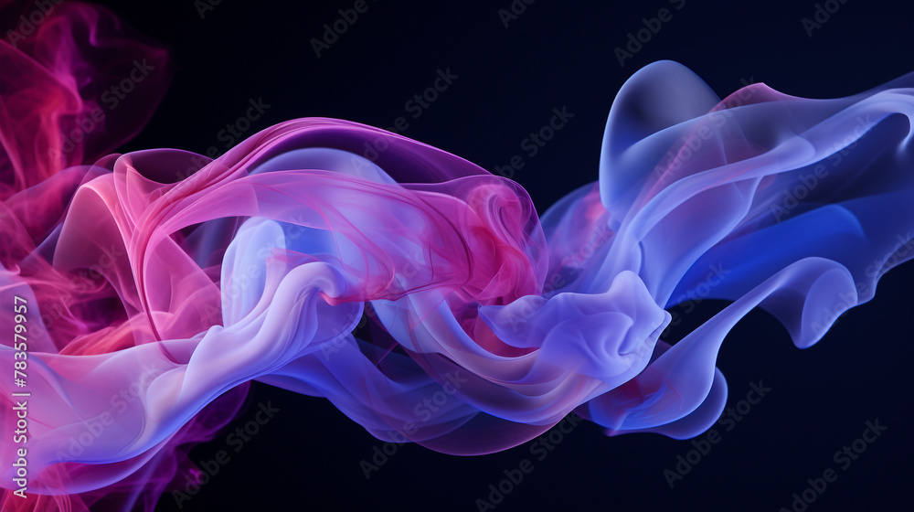 A colorful, flowing smoke with pink and blue swirls. Concept of movement and energy A colorful, flowing smoke with pink and blue swirls. Concept of movement and energy