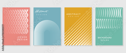 Abstract gradient background vector set. Minimalist style cover template with pastel perspective 3d geometric prism shapes collection. Ideal design for social media, poster, cover, banner, flyer.