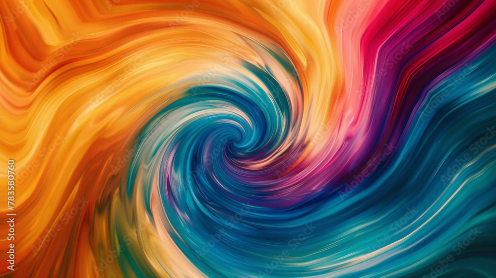 Vibrant hues swirl in fluid motion, forming a dynamic gradient wave that evokes energy.
