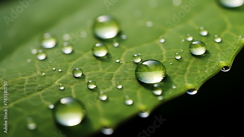 A macro photograph of a raindrop on a leaf, showcasing its spherical shape and the textured surface of the leaf