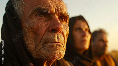 Elderly Man's Sunset Contemplation
