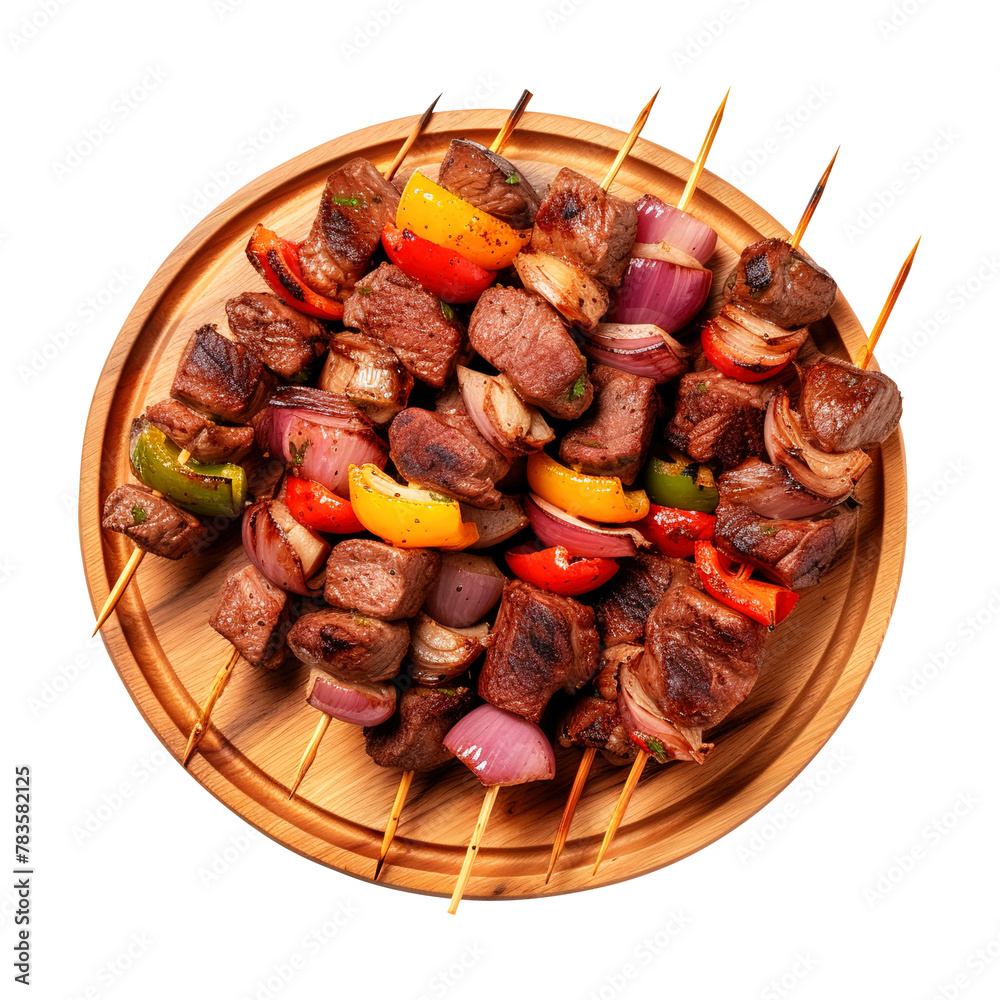 Shish kebab on skewers isolated on white background