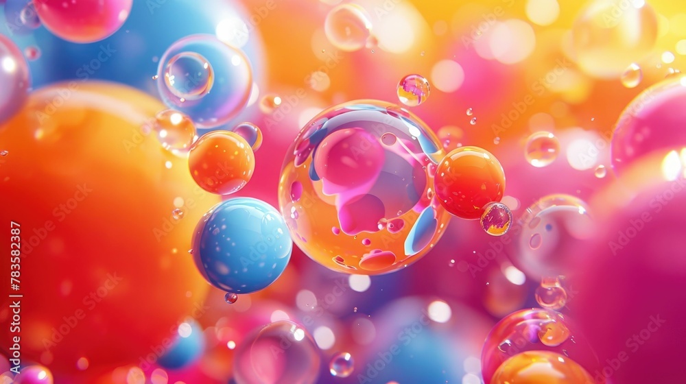 a series of balls in various sizes and colors bouncing across a vibrant ...