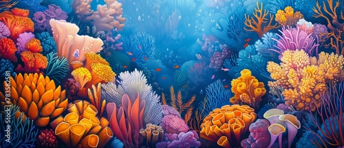 Abstract coral reef  underwater pattern  vibrant marine life