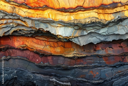 Eroding soil, subsoil and bedrock underground soil layer of cross section earth, erosion ground photo