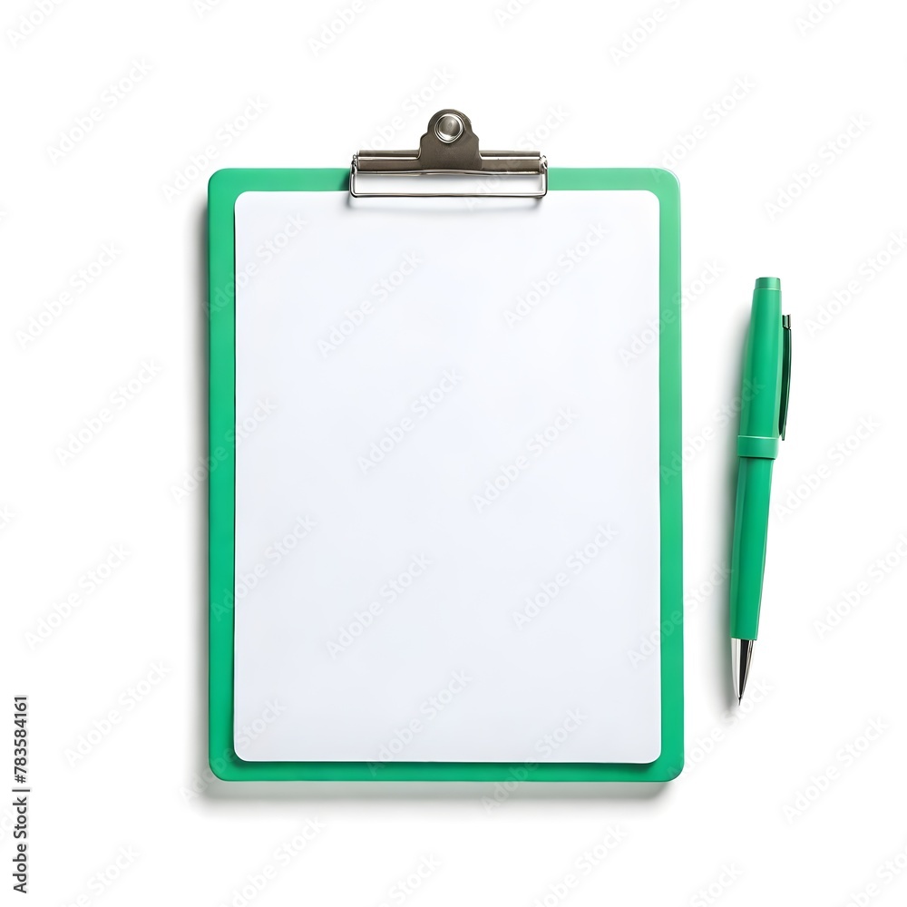 Blank Clipboard with Green Clip Blank Clipboard with Green Clip