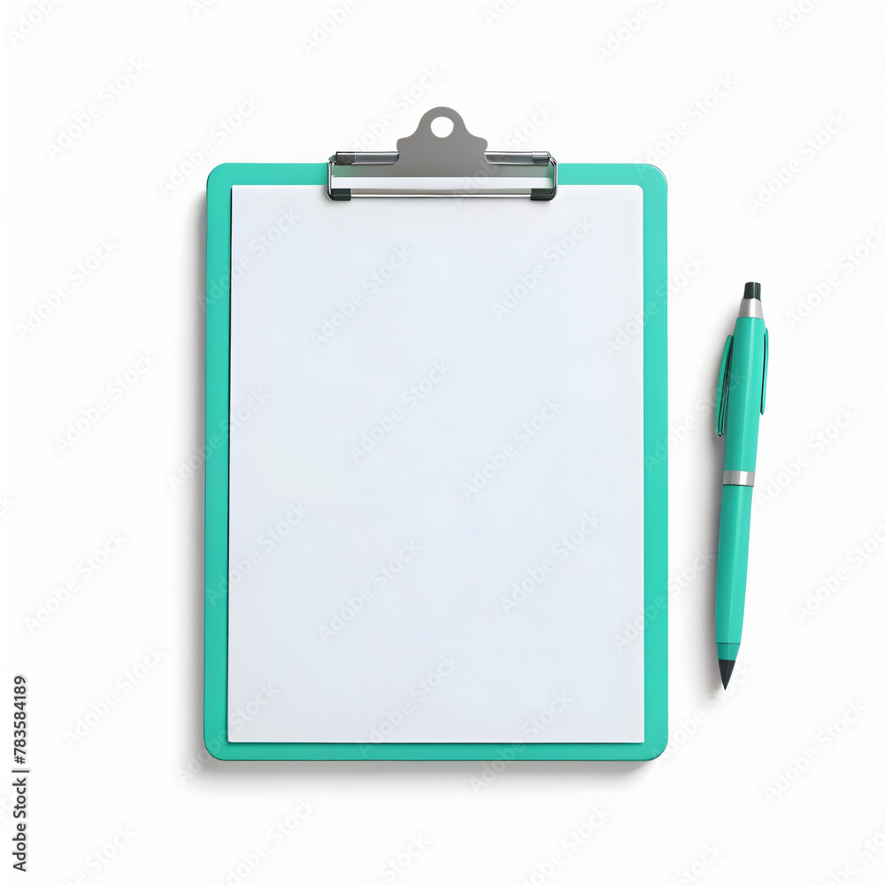 Blank Clipboard with Green Clip Blank Clipboard with Green Clip