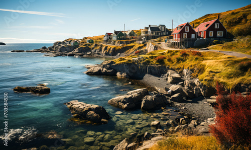 Serene Coastal Hamlet in Greenland - Picturesque Fishing Village by Icy Fjords