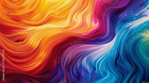Vibrant swirls of color cascade effortlessly, forming an energetic gradient wave that mesmerizes.