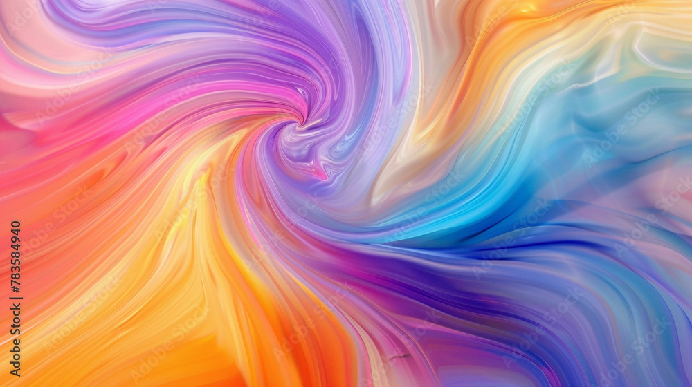 Vibrant swirls of color cascade effortlessly, forming an energetic gradient wave.
