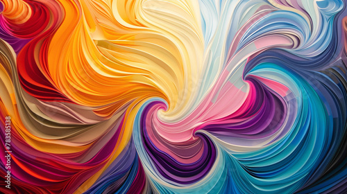 Vibrant swirls of color cascade effortlessly  forming an energetic gradient wave.