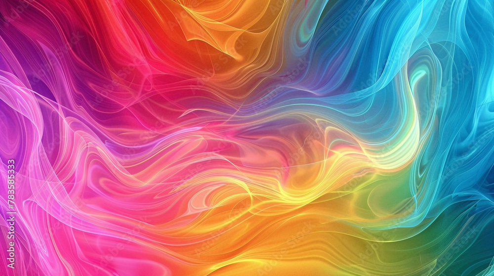 Vibrant swirls of color cascade effortlessly, forming an energetic gradient wave.