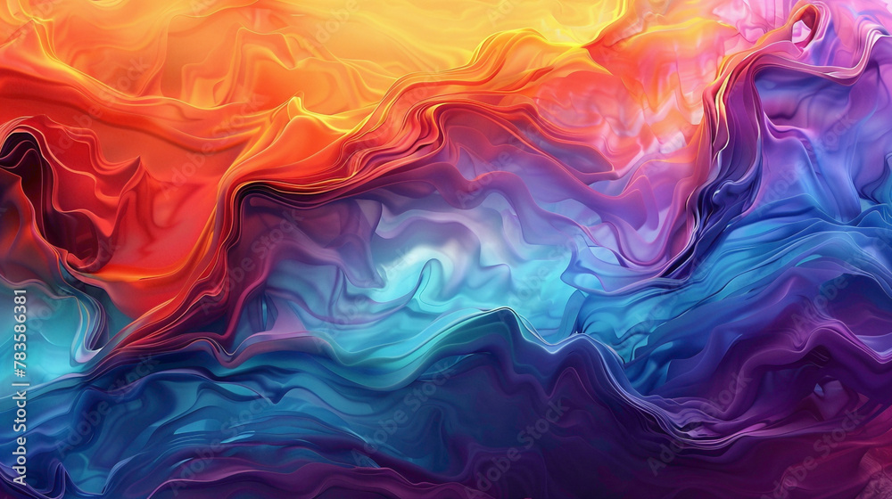 Vivid colors cascade in a fluid motion, creating a dynamic gradient wave that captures the essence of energy and movement.