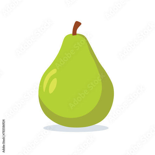 Green pear icon vector illustration, pyrus whole fruit in flat cartoon style