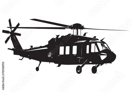 silhouette of military helicopter bundle on white background