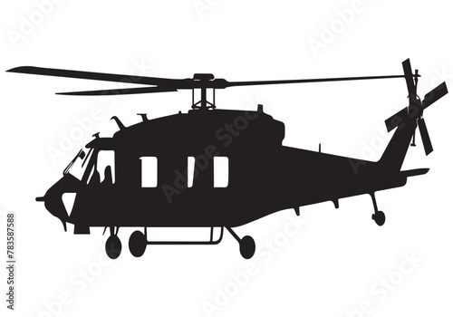 silhouette of military helicopter bundle on white background