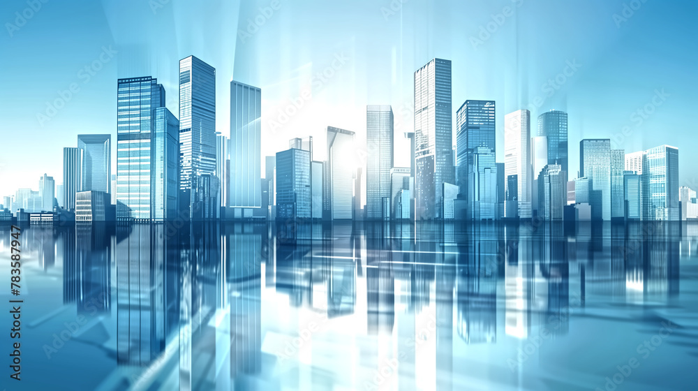 Modern skyscrapers of a smart city, futuristic financial distric