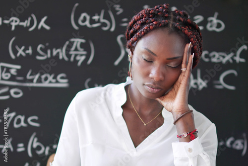 Frustrated Sad College Aftrican Teacher photo