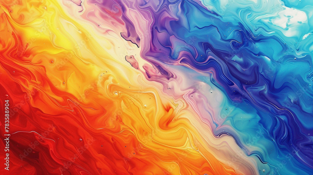 Vibrant colors blend in fluid motion, forming a dynamic gradient composition.