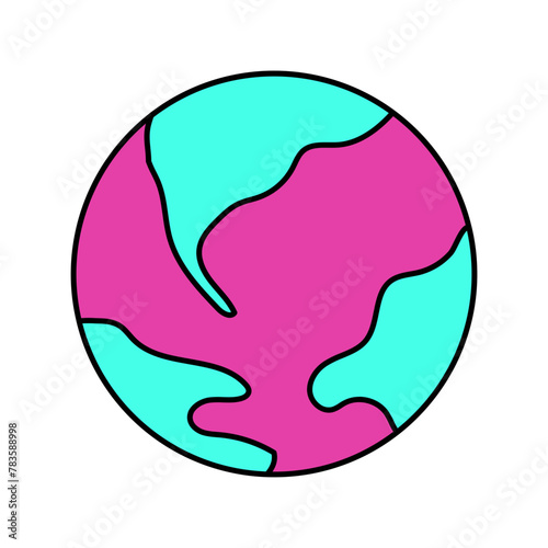 Globe Neon Art Illustration Icon