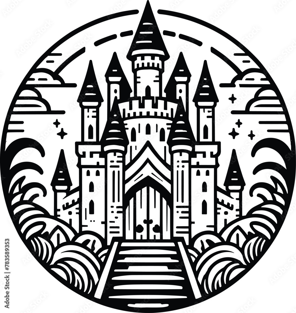 Fairy tale castle, vector illustration.