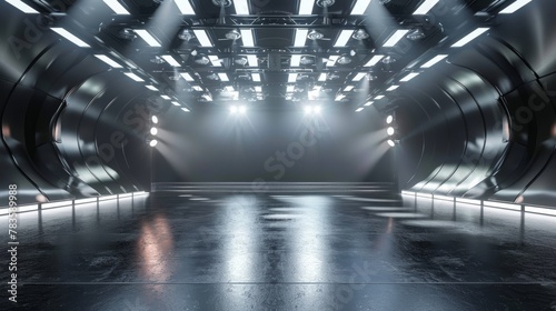 Metal Concert Hall, 3d stage - futuristic theater with lights 