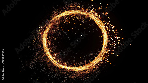 Abstract fire ring of Sparking fire circle , on black background