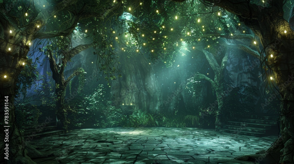 Fototapeta premium Nature's Podium: Verdant Forest Platform -