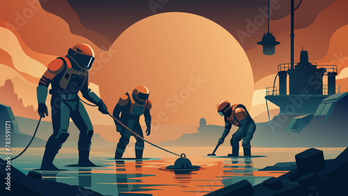 A team of divers frantically work to repair a damaged underwater research station as the corrosive waters of Venus threaten to eat away at