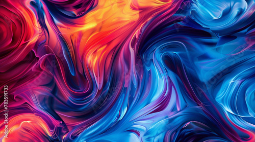 Vibrant hues swirl gracefully in fluid motion, forming a dynamic gradient pattern.