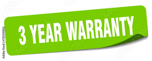 3 year warranty sticker. 3 year warranty label